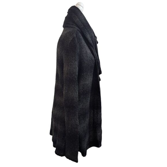 Elie Tahari Woman's Knit Open Cardigan Removable Scarf Grey Black Long Sleeves L - Picture 6 of 10